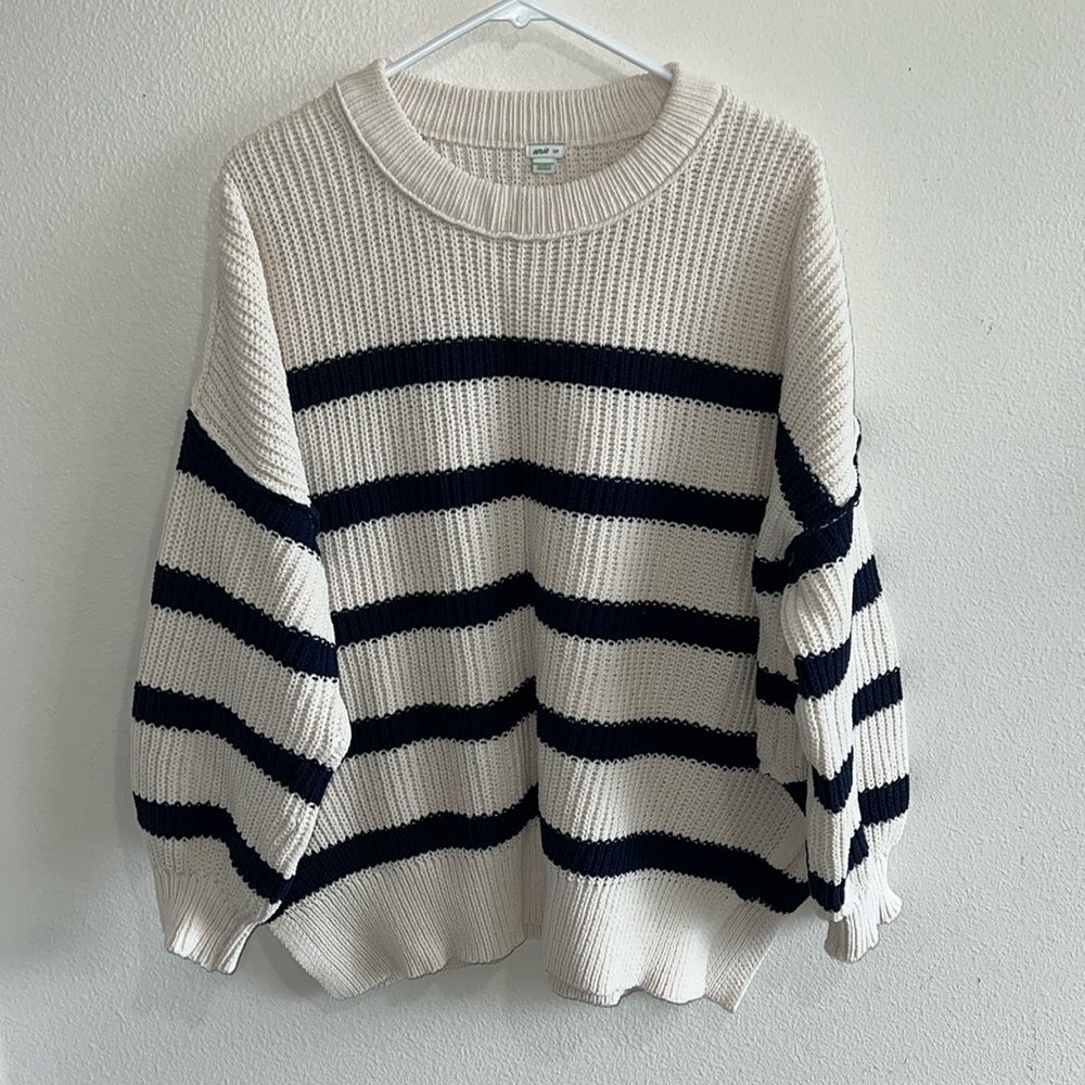 Aerie Striped Oversized Pullover Sweater